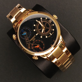 تیسوت مردانه کد(6968) طلایی صفحه مشکی شیشه رفلکس