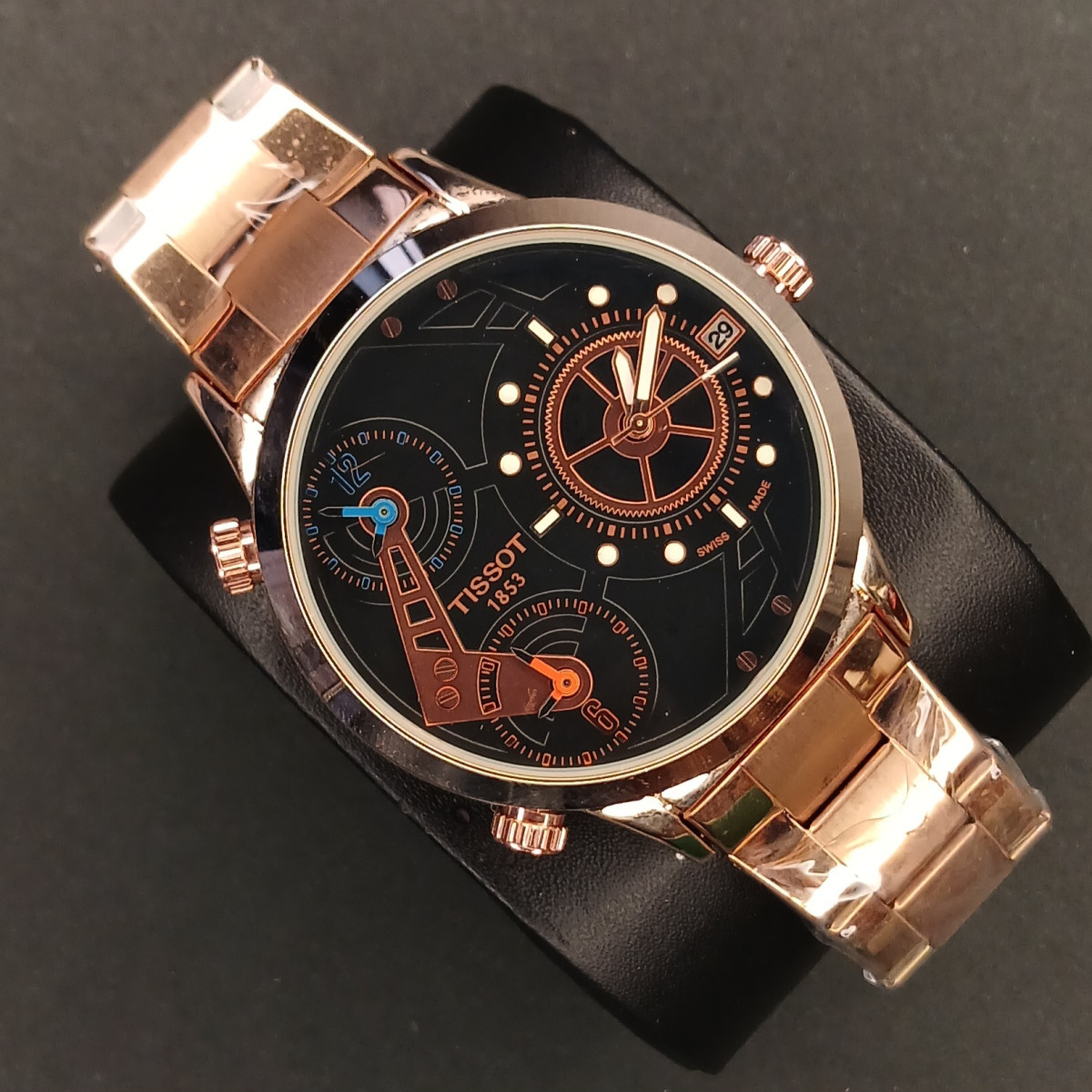 تیسوت مردانه کد(6970) مسی صفحه مشکی شیشه رفلکس